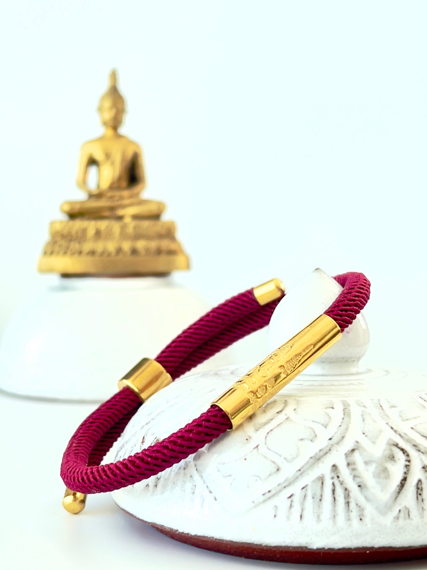 Luxe Sacred Yantra Bracelet - Houl Khmer (Burgundy) & Gold