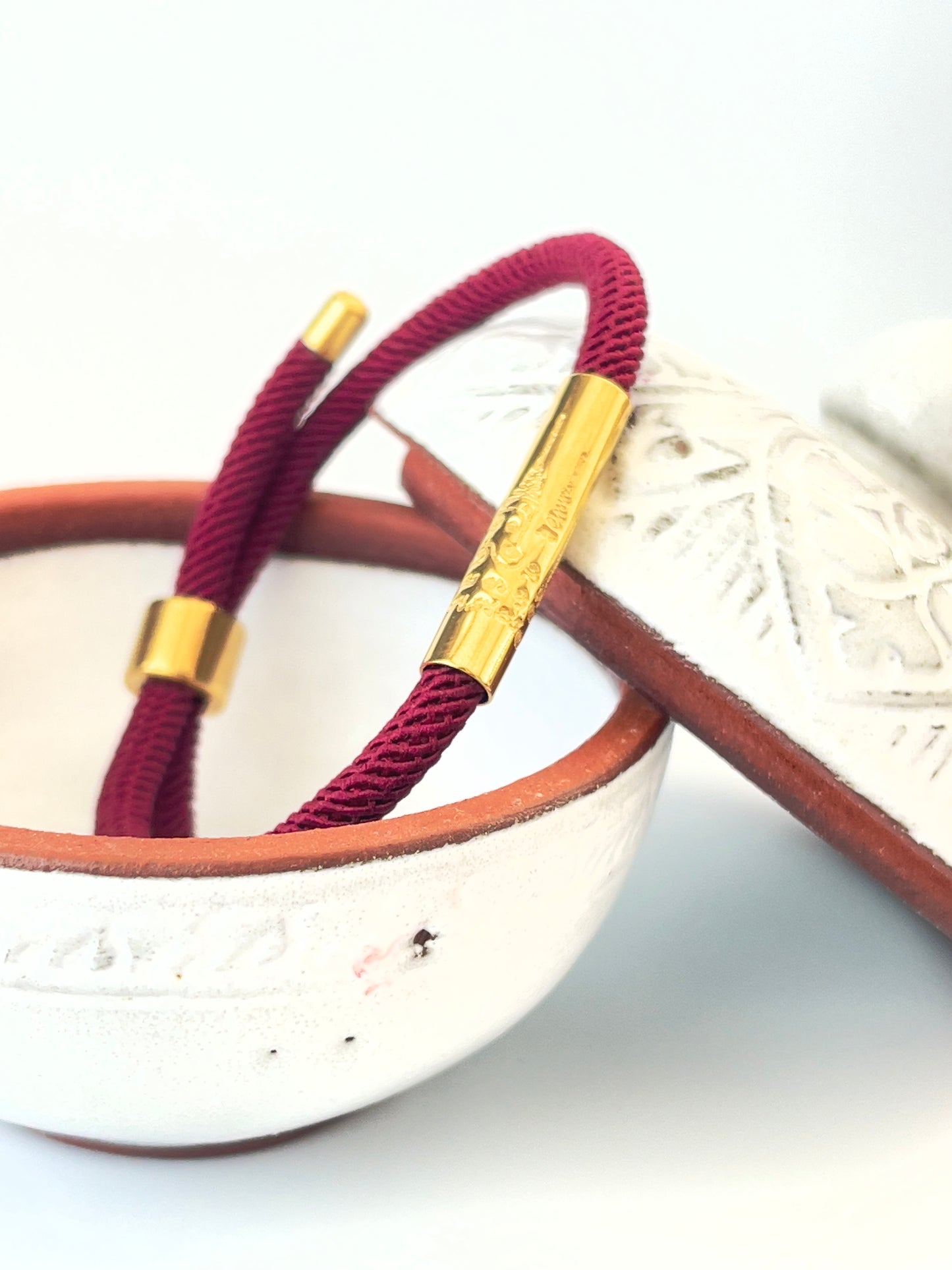 Luxe Sacred Yantra Bracelet - Houl Khmer (Burgundy) & Gold