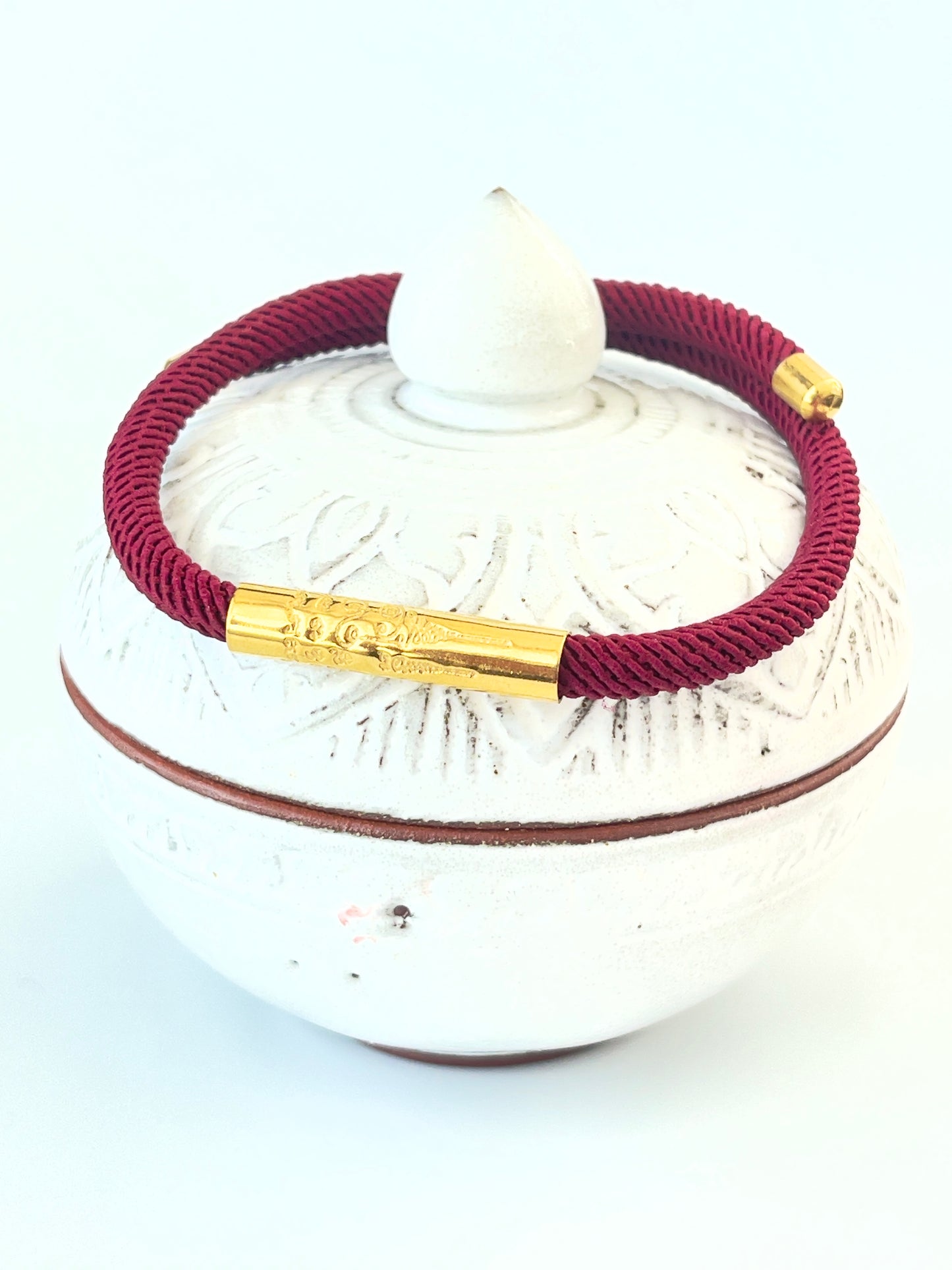 Luxe Sacred Yantra Bracelet - Houl Khmer (Burgundy) & Gold
