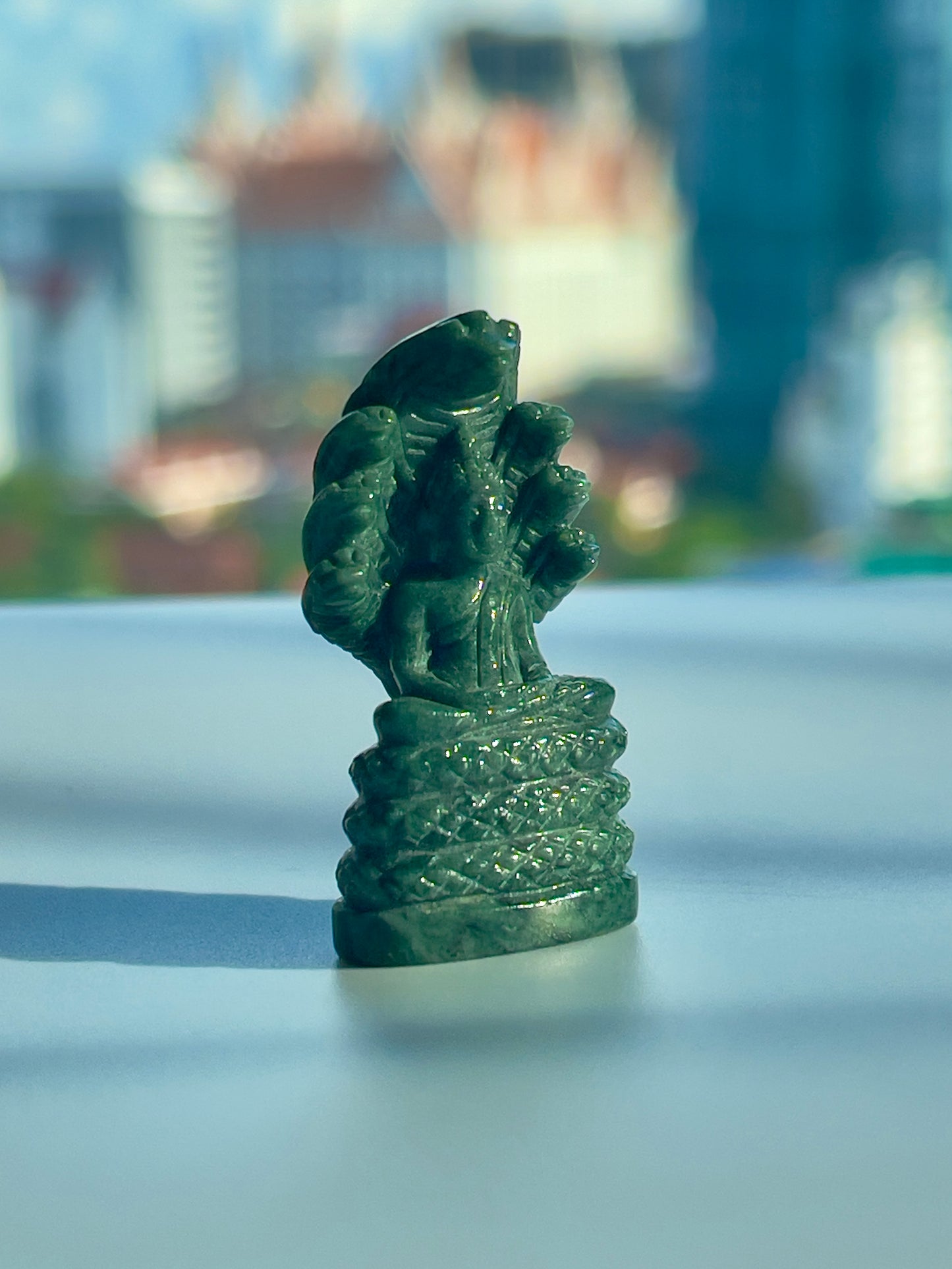 Khmer Style Green Pursat Stone Naga Buddha