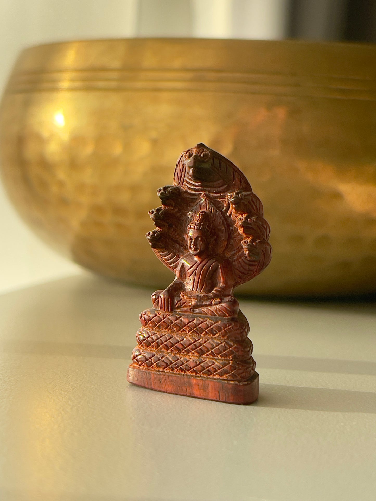 Khmer Style Rosewood Naga Buddha