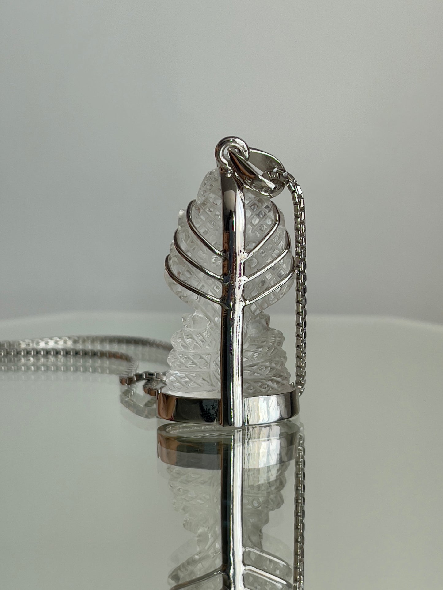 Clear Naga Buddha in Silver with Lotus Motif