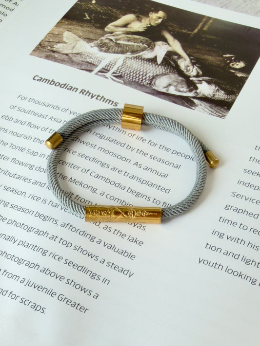 Luxe Sacred Yantra Bracelet - Monsoon Gray & Gold