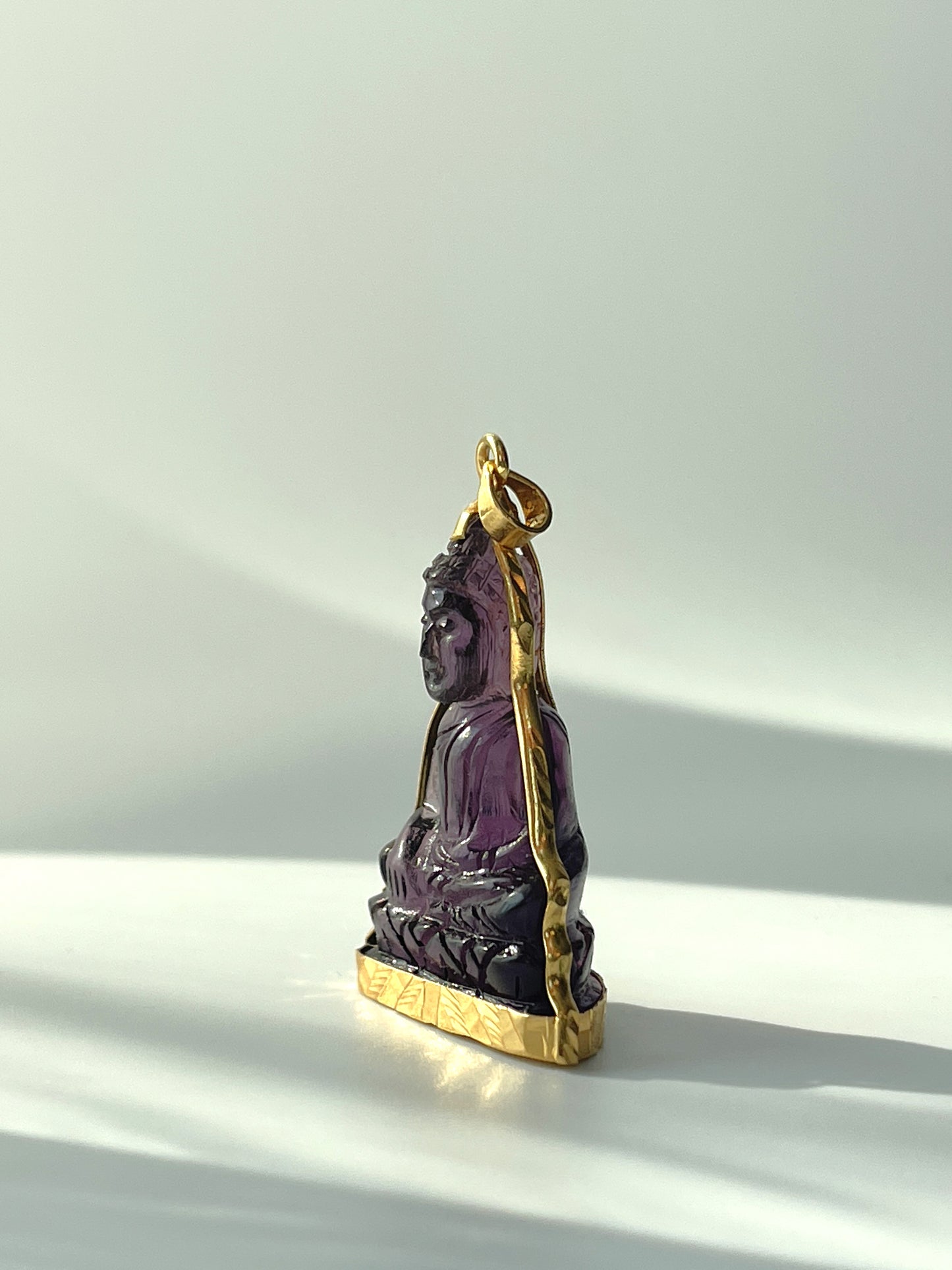 10K Gold Khmer Style Purple Buddha Pendant #300