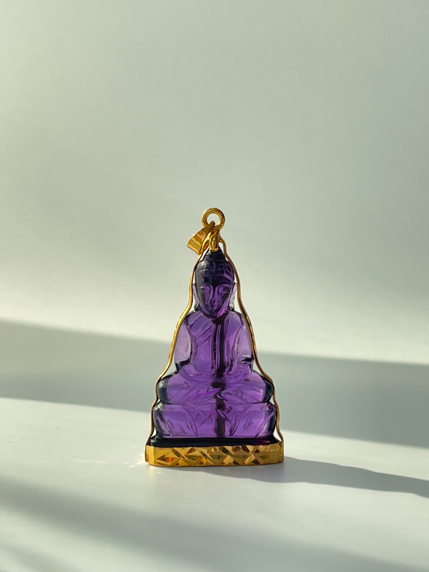 10K Gold Khmer Style Purple Buddha Pendant #301