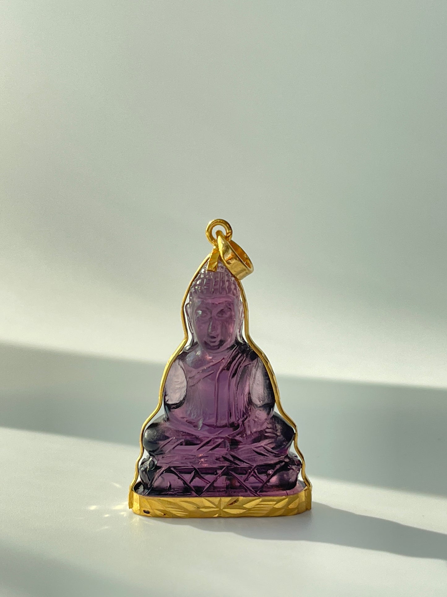 10K Gold Khmer Style Purple Buddha Pendant #303