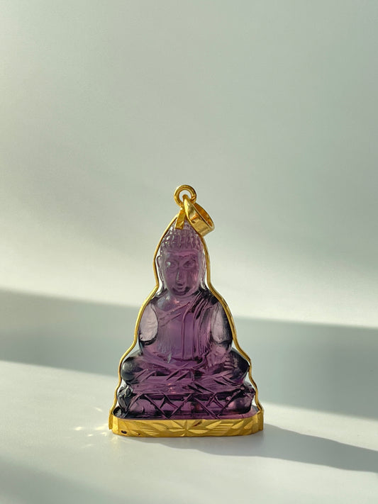 10K Gold Khmer Style Purple Buddha Pendant #303