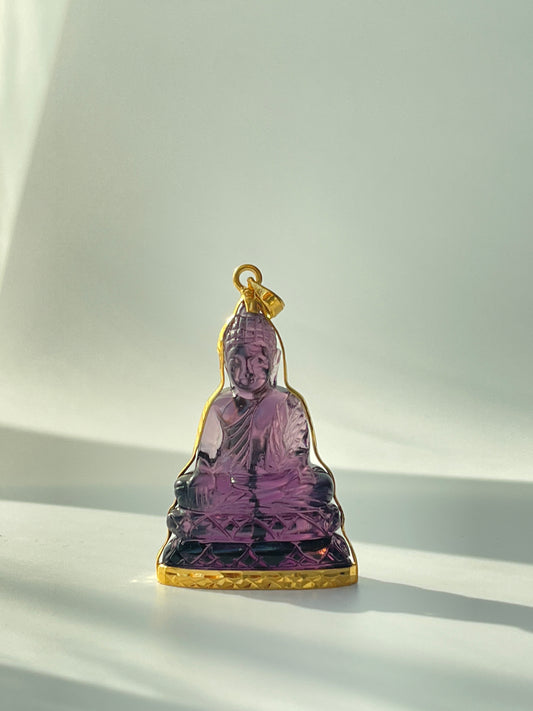 10K Gold Khmer Style Purple Buddha Pendant #304