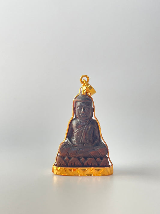 10K Wooden Buddha Pendant Meditation Pose #374