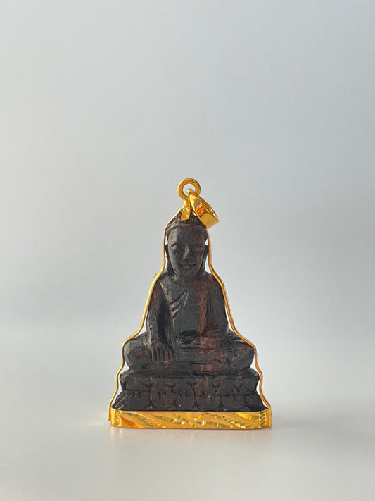 10K Wooden Buddha Pendant Sakyamuni Pose #377