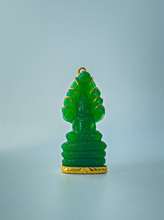 10K Green Naga Buddha Pendant Meditation Pose #746