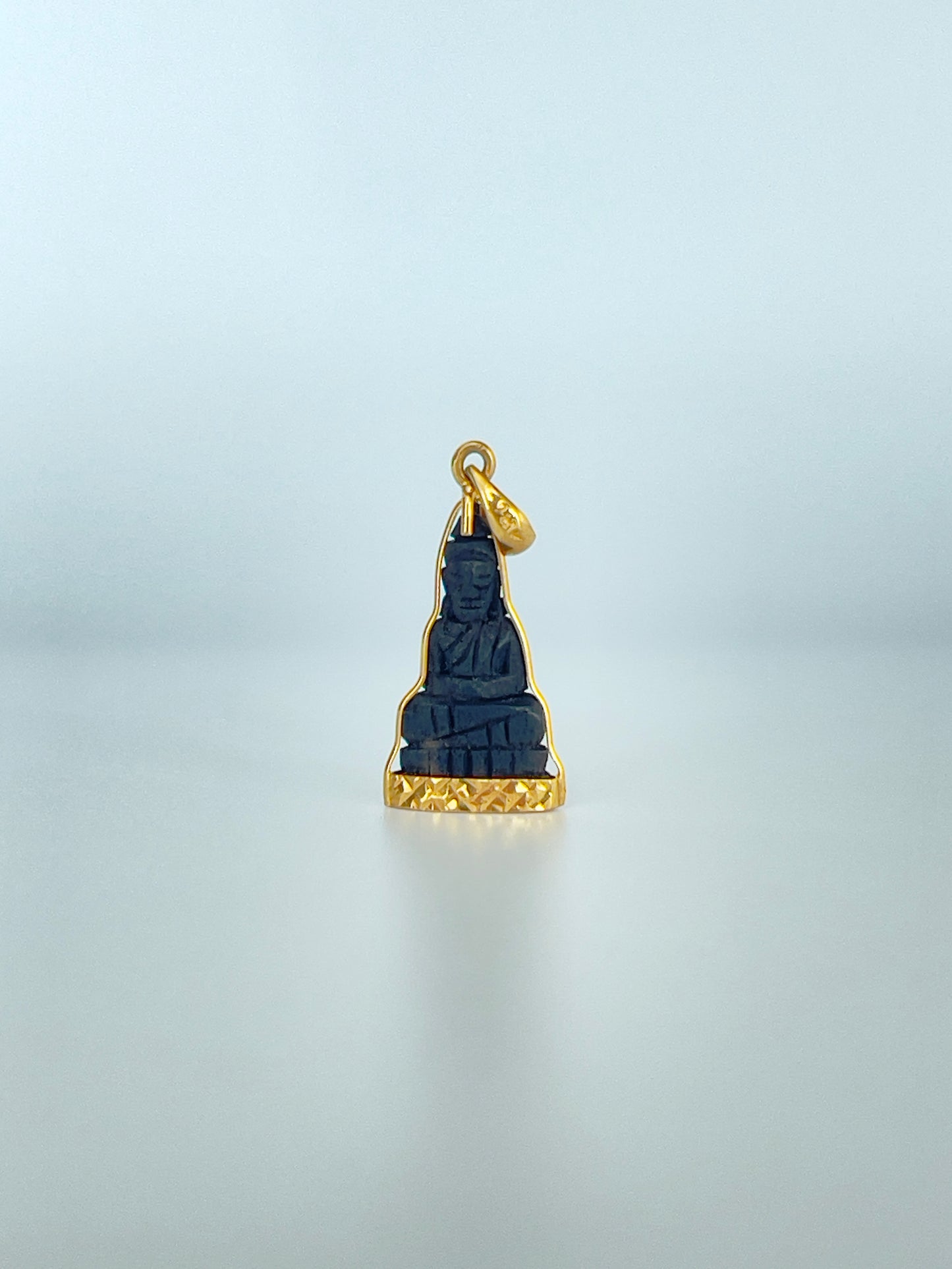 Mini 10kt Gold Khmer Blackwood Buddha Pendant  #541