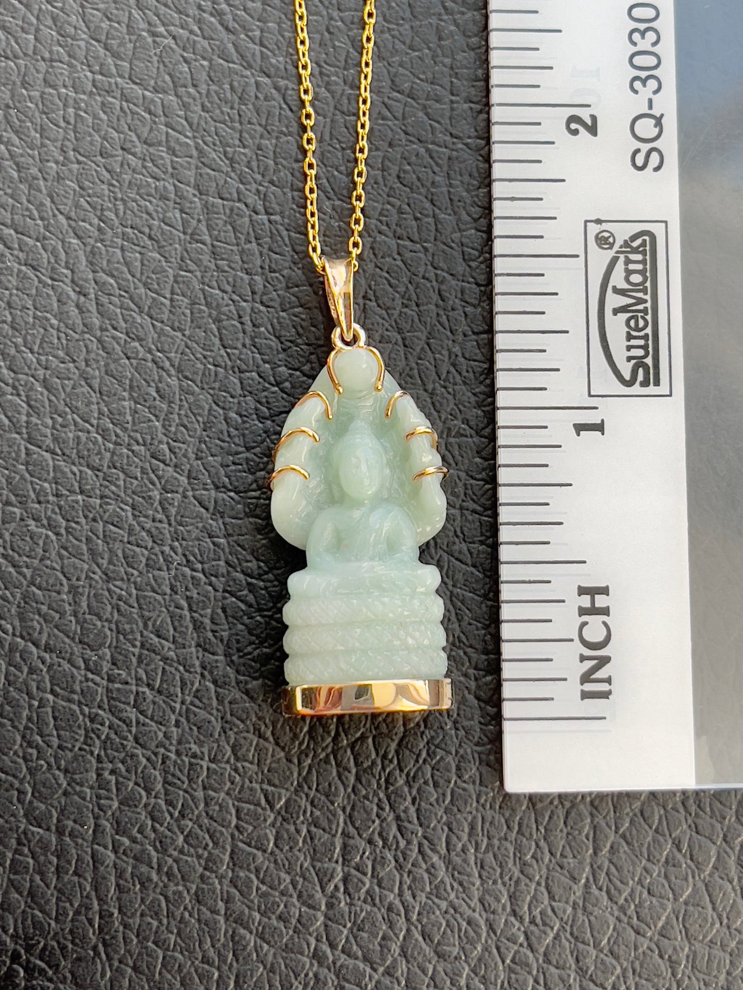 Jade Khmer Style Naga Buddha Pendant in 18k Gold #823