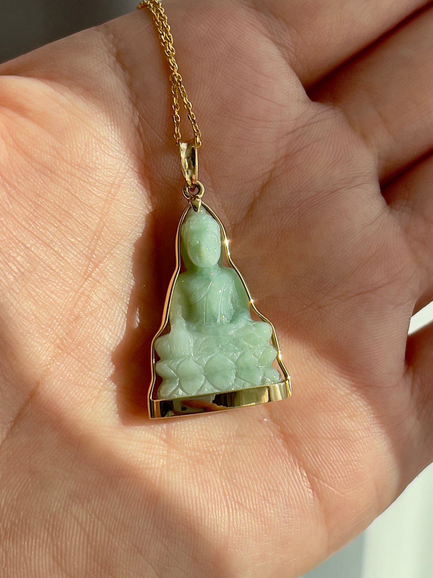 Jade Khmer Style Buddha Pendant 18k Gold #824