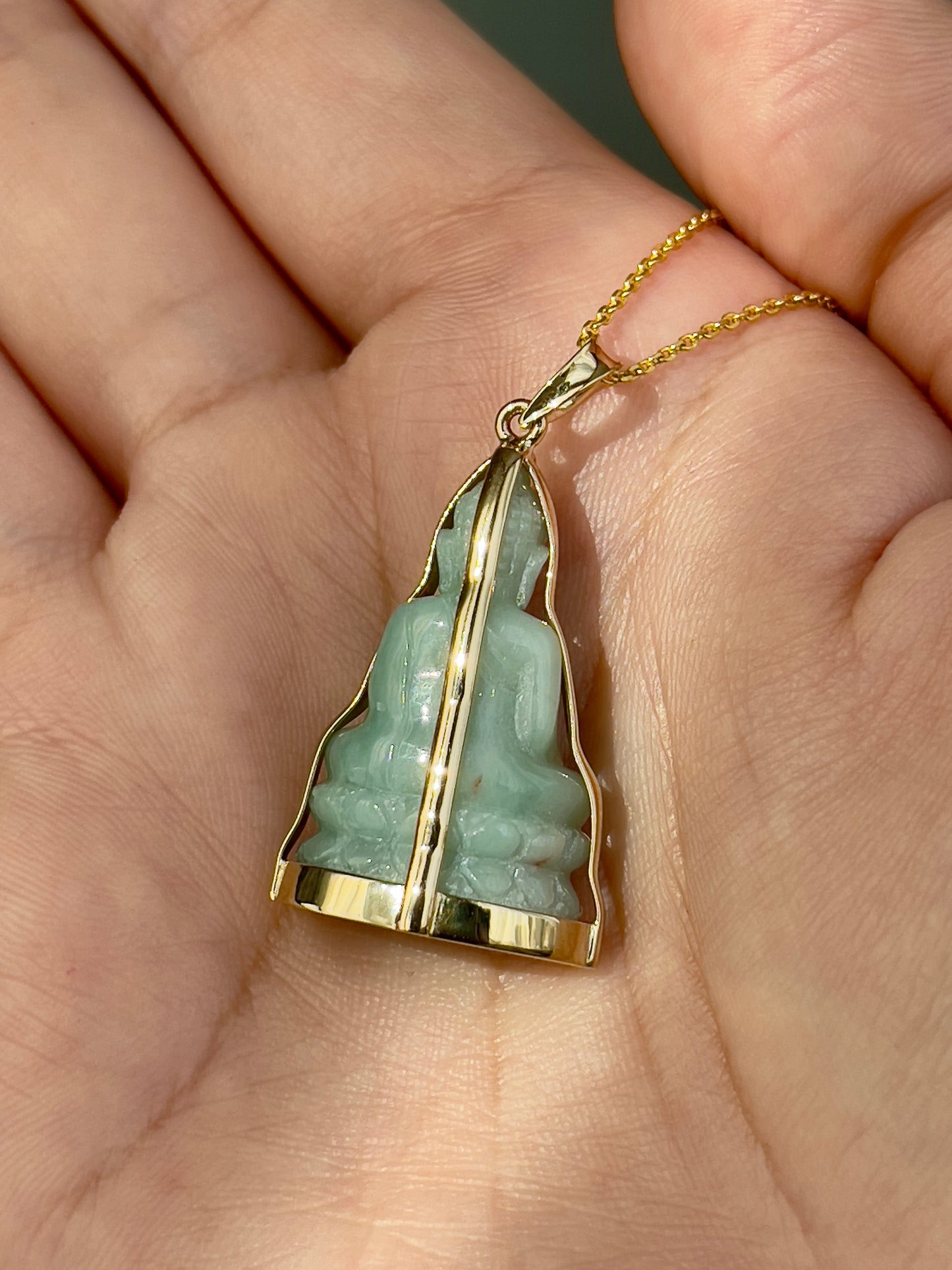 Jade Khmer Style Buddha Pendant 18k Gold #824
