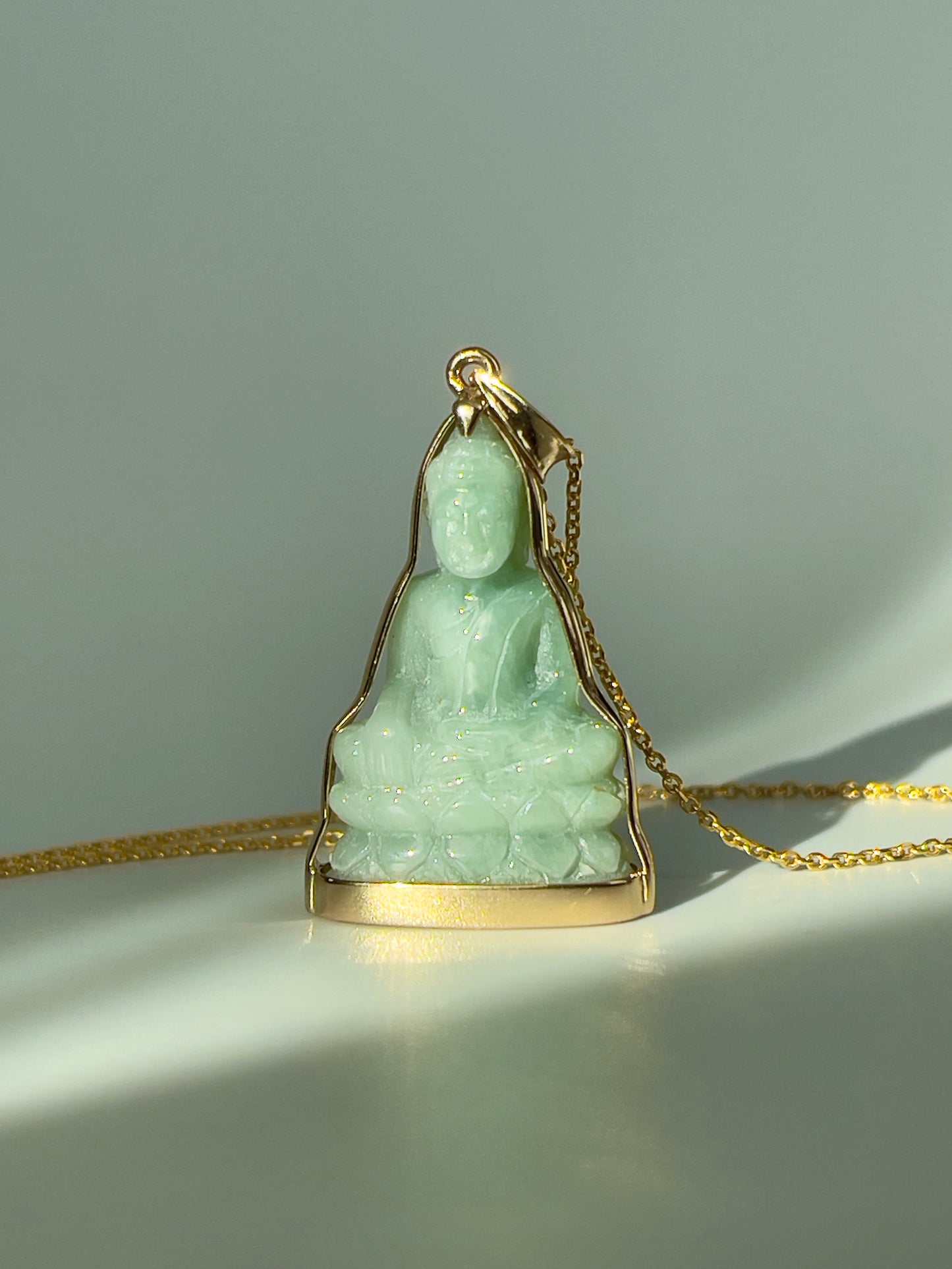 Jade Khmer Style Buddha Pendant 18k Gold #824