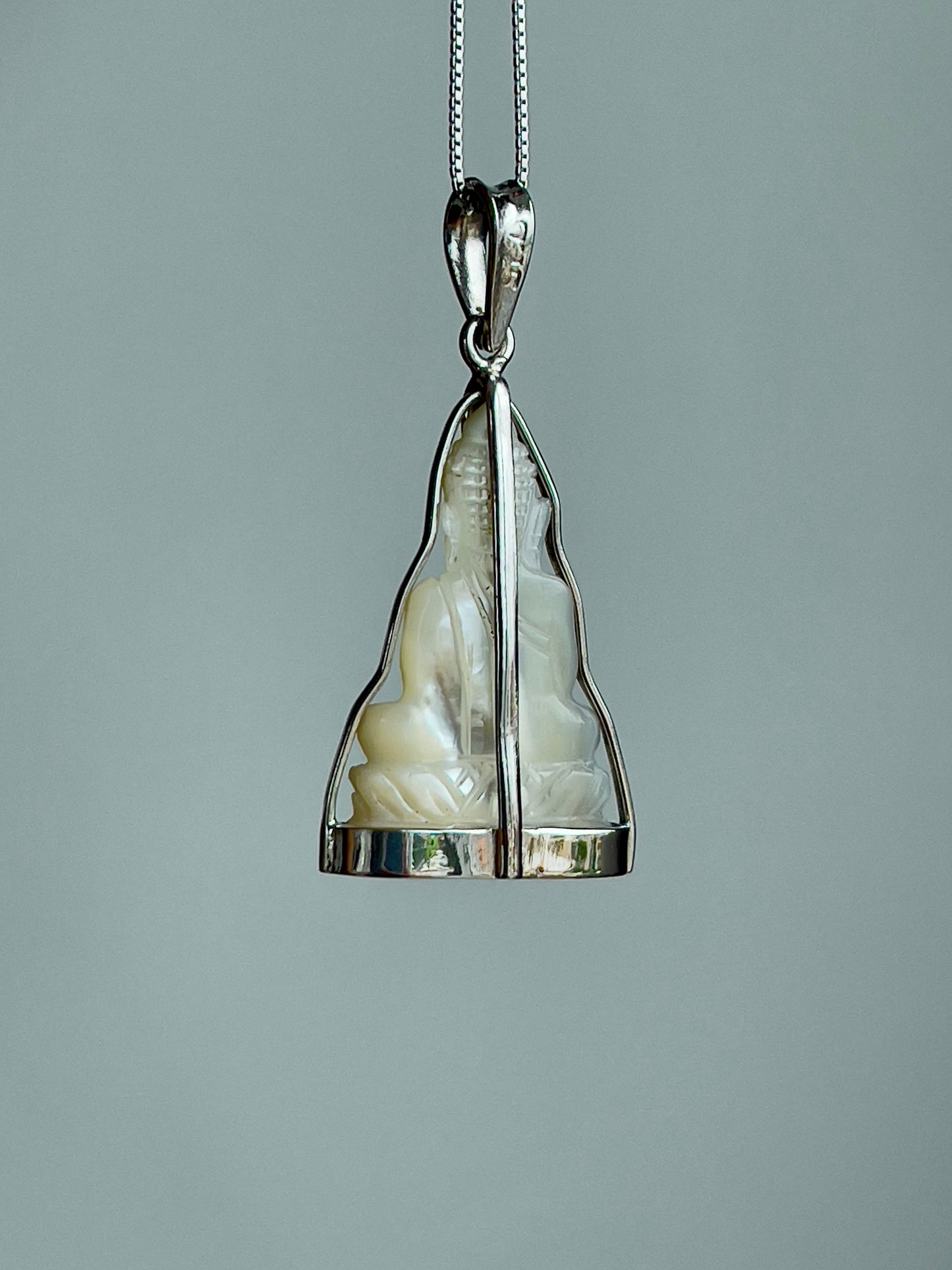 Mother of Pearl Buddha Pendant in Silver #877
