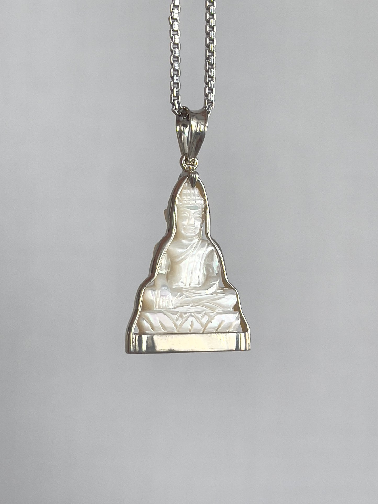 Mother of Pearl Buddha Pendant in Silver #885