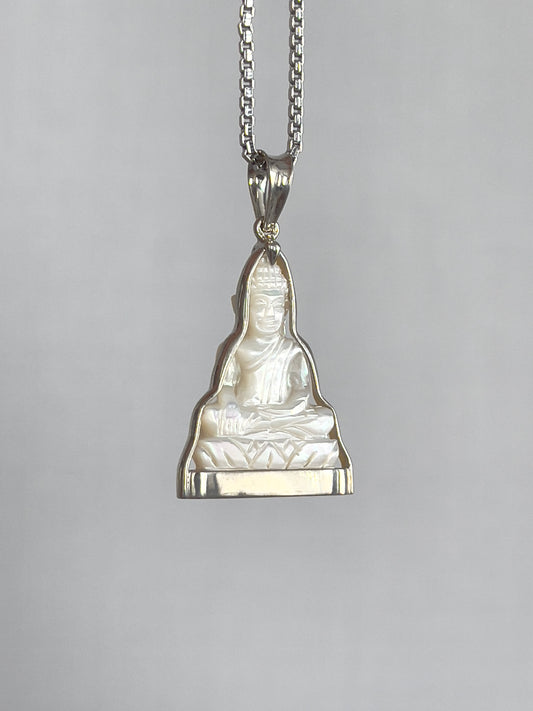Mother of Pearl Buddha Pendant in Silver #885