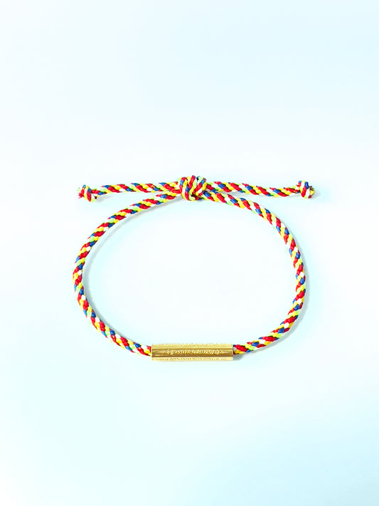 Children's Adjustable Sacred Yantra Bracelet - Gold Katha & Red Multi Color Cord