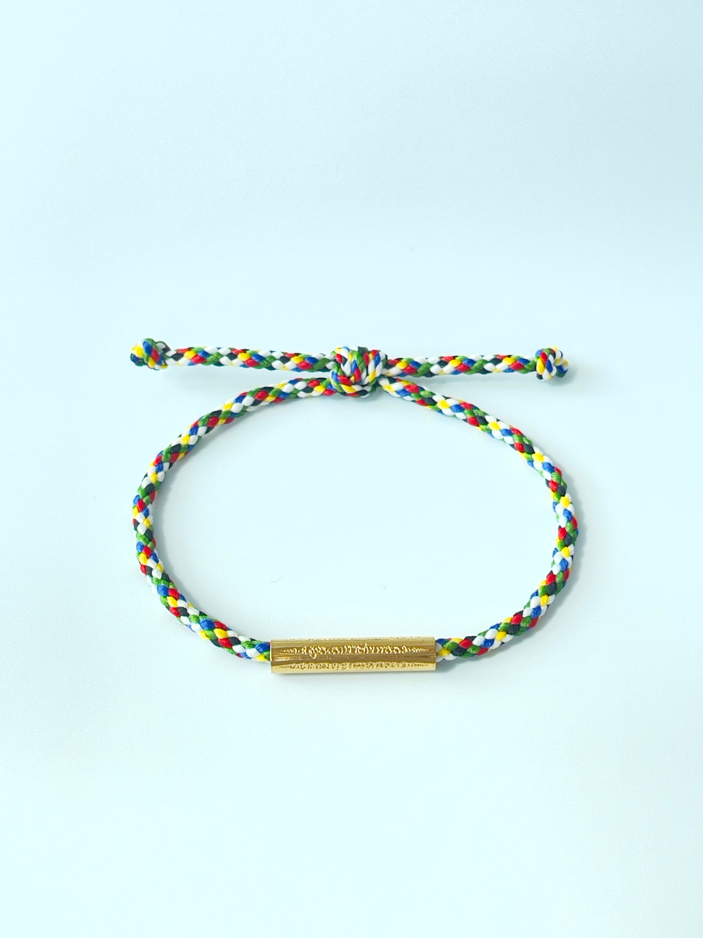 Children's Adjustable Sacred Yantra Bracelet - Gold Katha & Blue Multi Color Cord