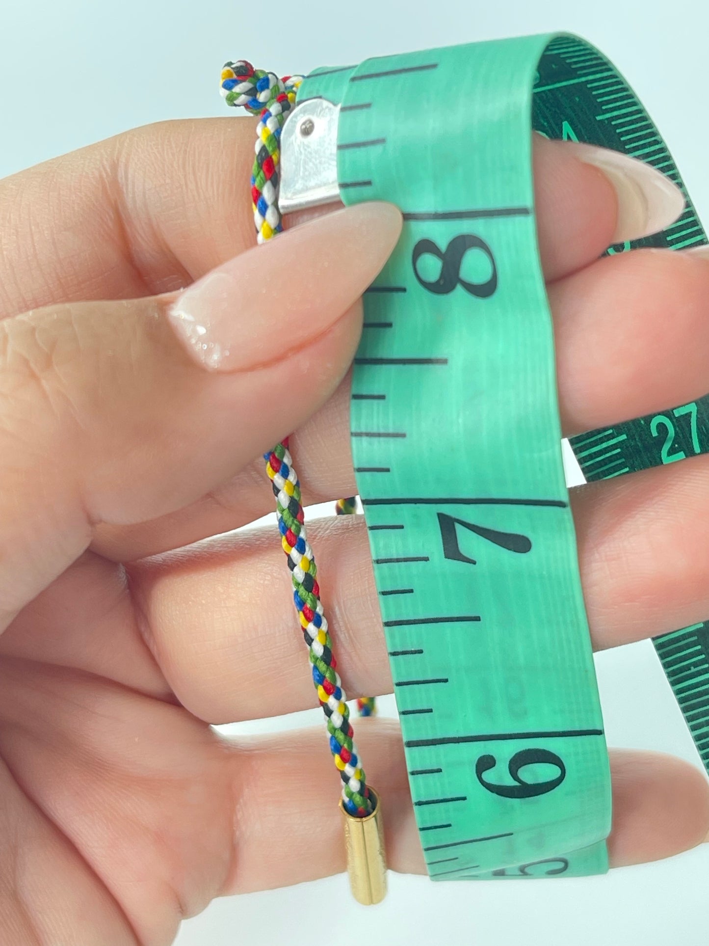 Children's Adjustable Sacred Yantra Bracelet - Gold Katha & Blue Multi Color Cord