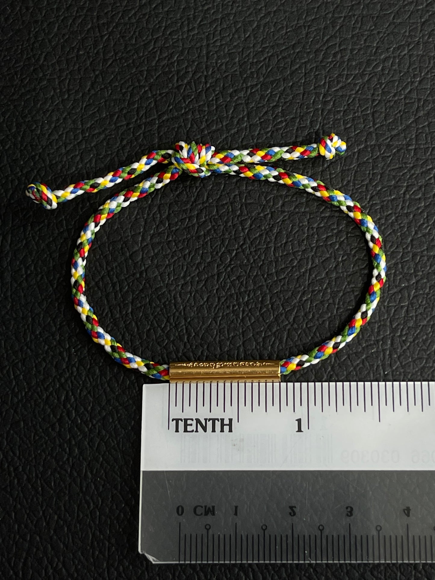 Children's Adjustable Sacred Yantra Bracelet - Gold Katha & Blue Multi Color Cord