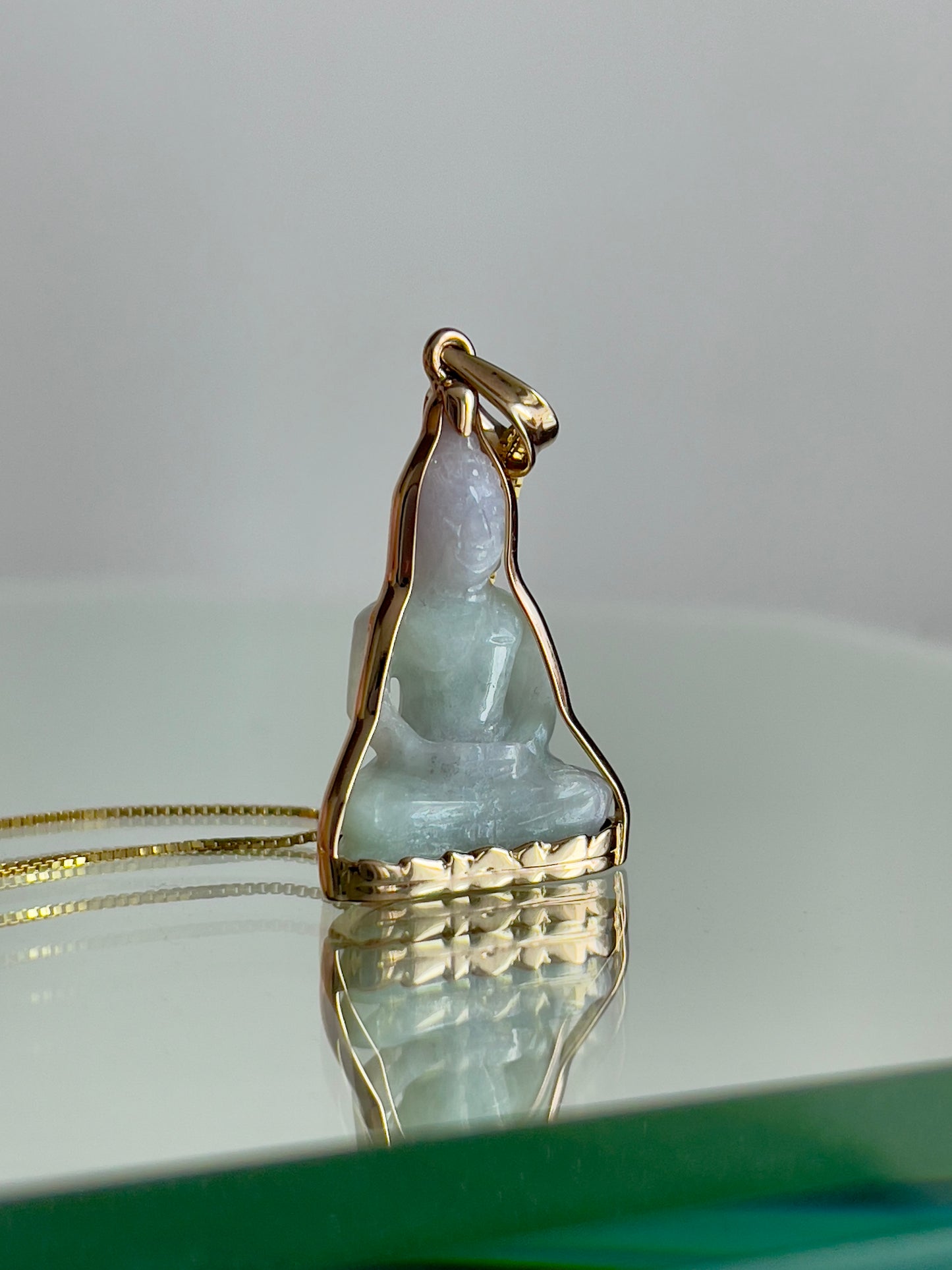 Jade Thai Style Buddha Pendant 18k Gold #832