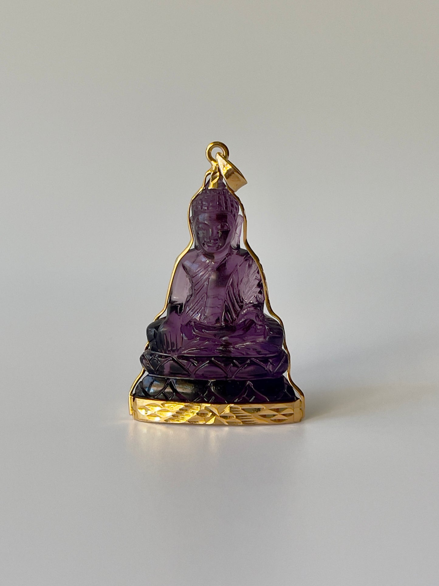 10K Gold Khmer Style Purple Buddha Pendant #227