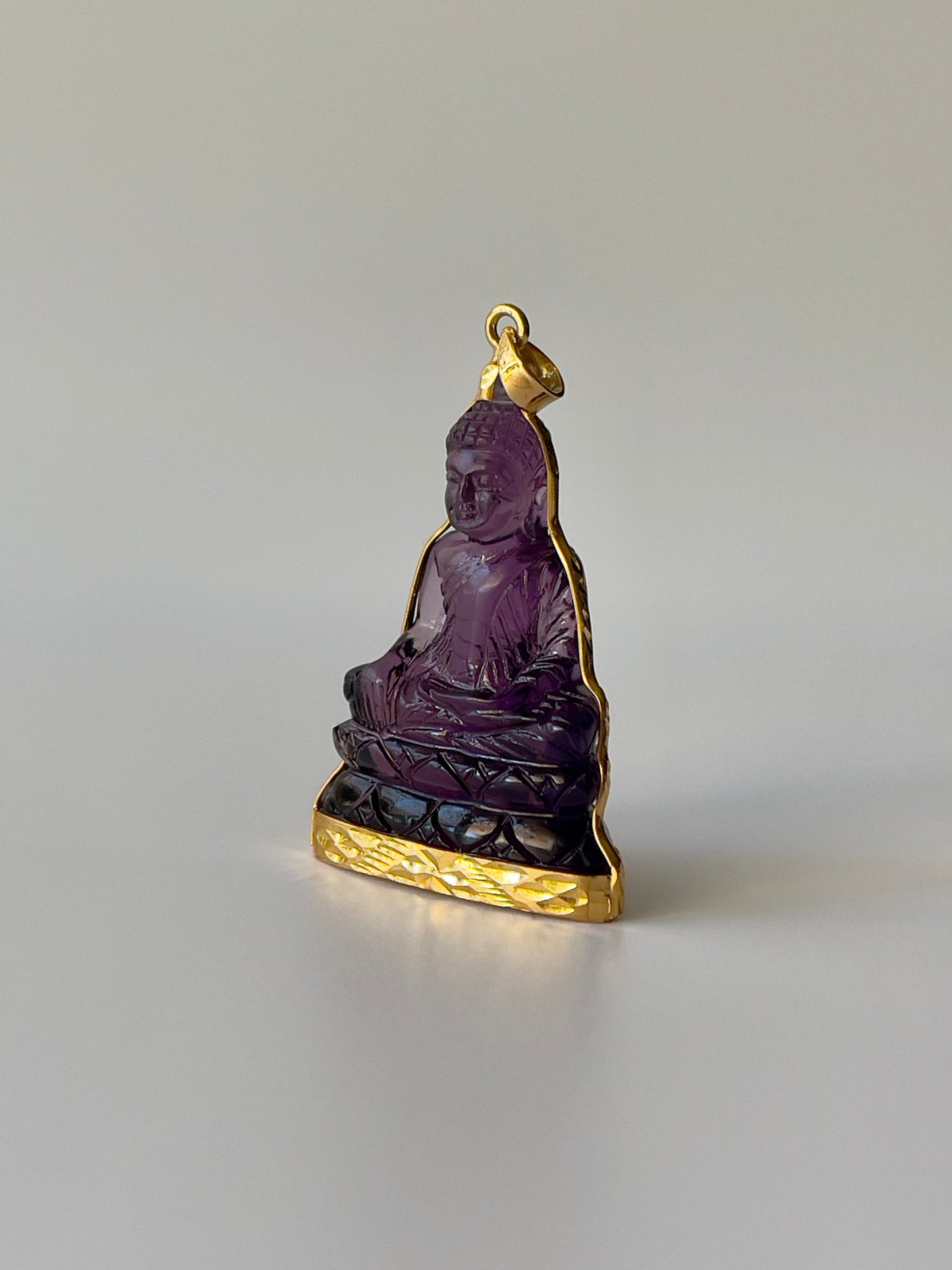 10K Gold Khmer Style Purple Buddha Pendant #227