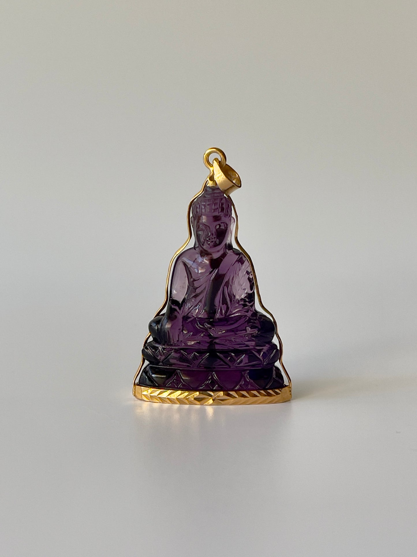 10K Gold Khmer Style Purple Buddha Pendant #228