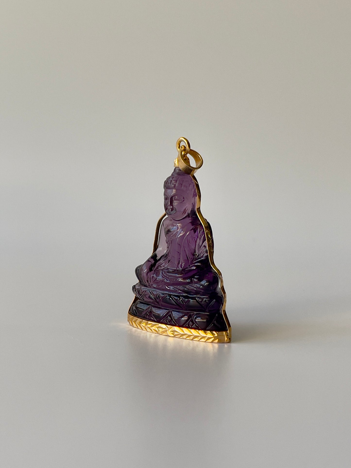 10K Gold Khmer Style Purple Buddha Pendant #228