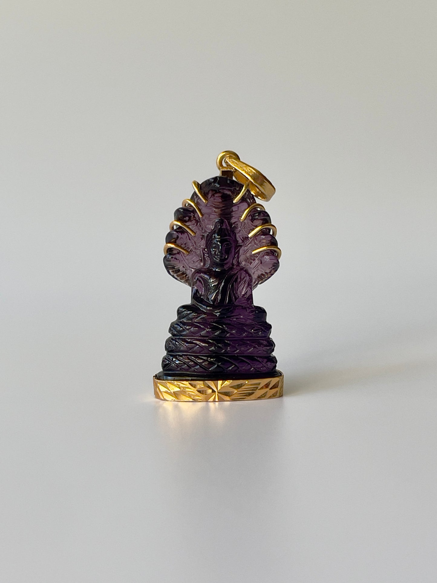 Gold Plated Purple Naga Buddha Pendant Meditation Pose #240