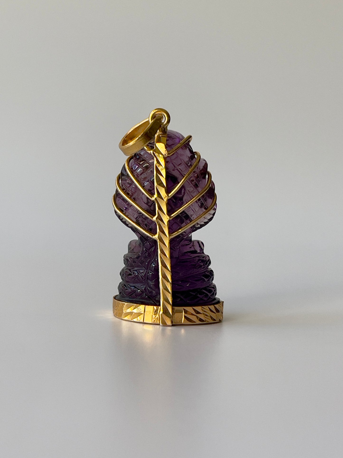 Gold Plated Purple Naga Buddha Pendant Meditation Pose #240