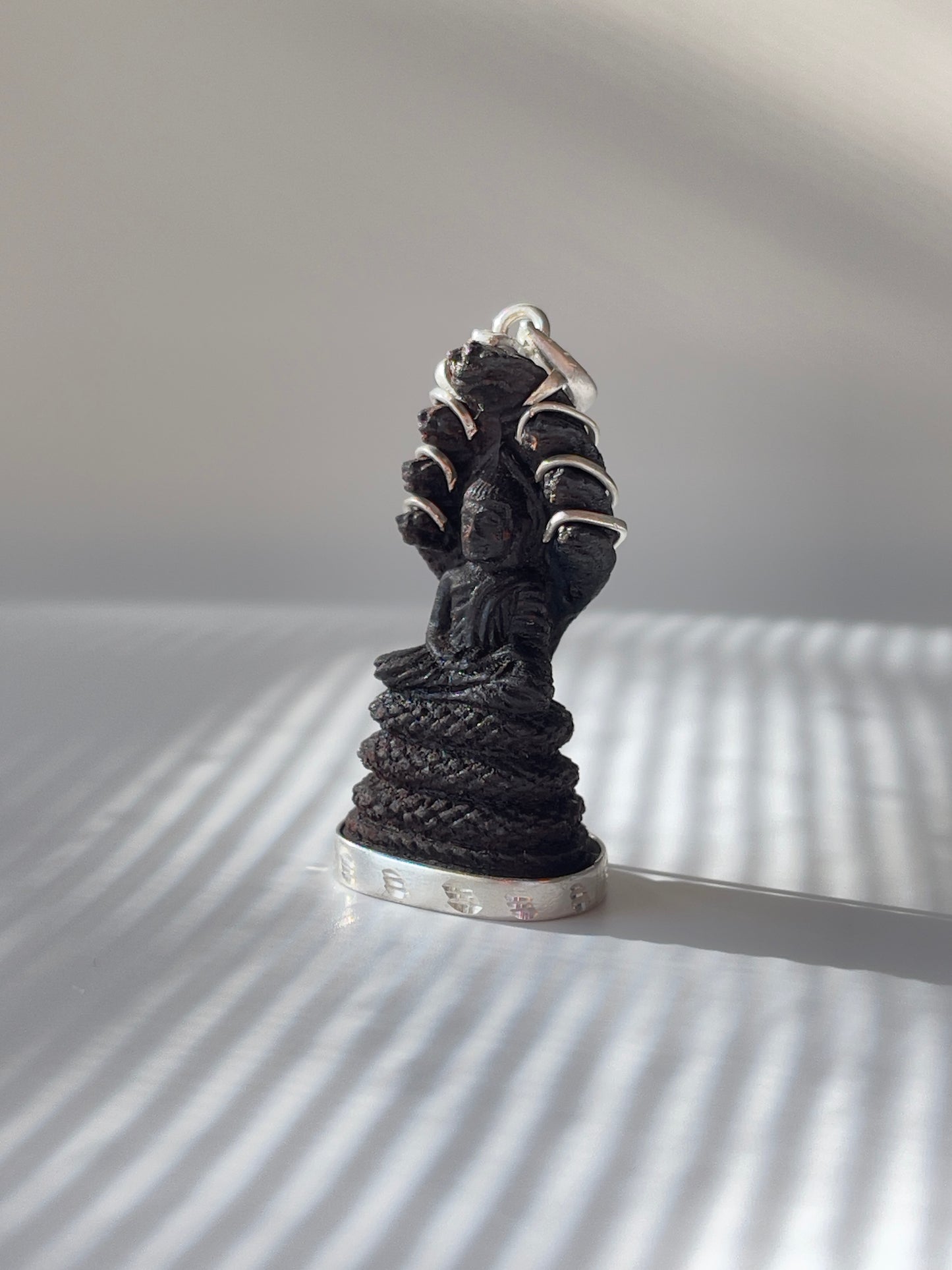 Blackwood Naga Buddha Pendant in Silver #174