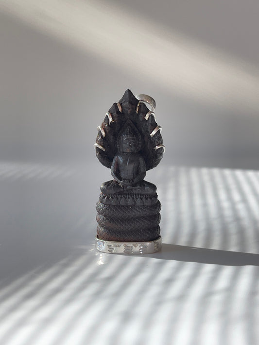 Blackwood Naga Buddha Pendant in Silver #177