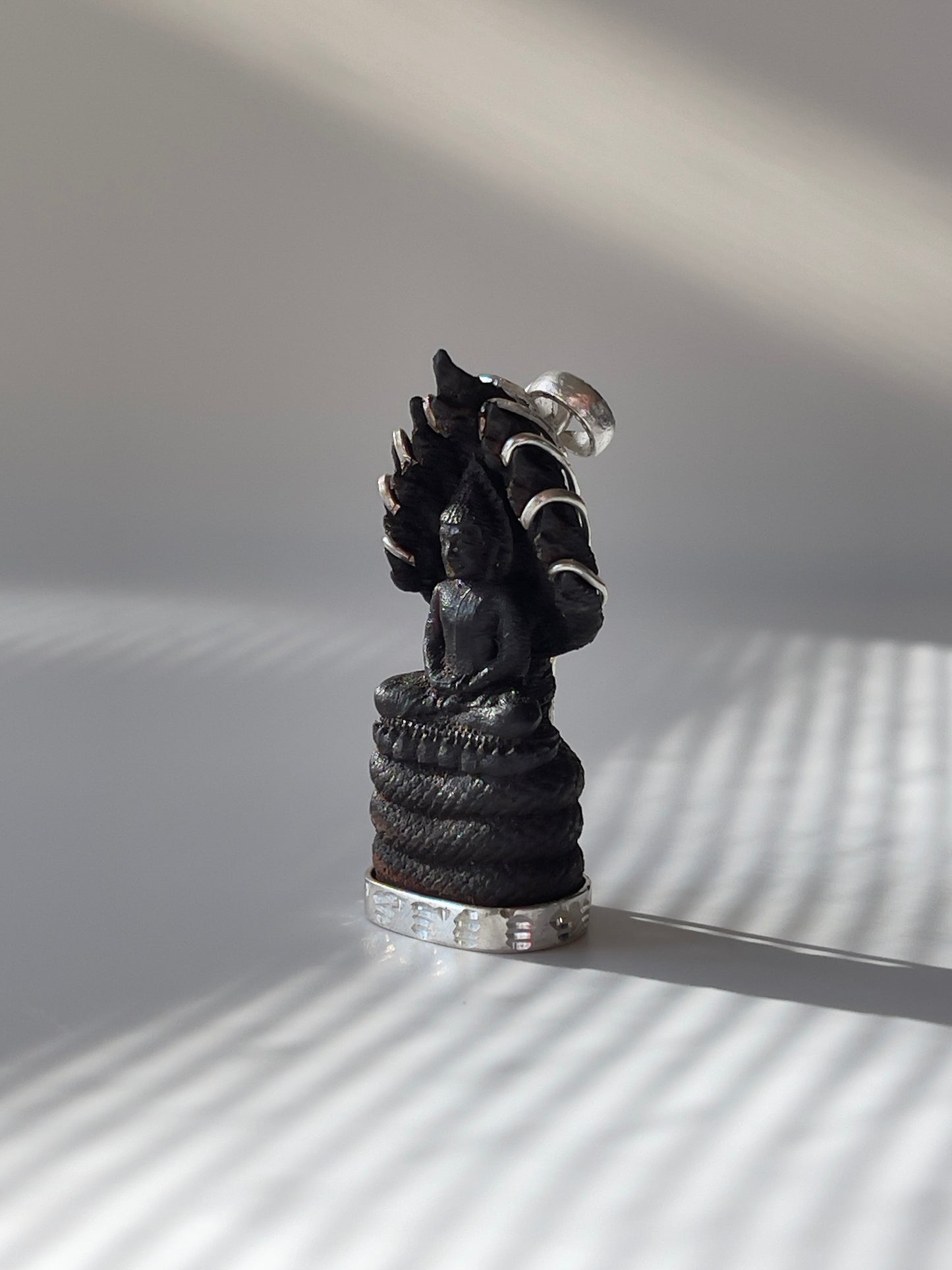 Blackwood Naga Buddha Pendant in Silver #177