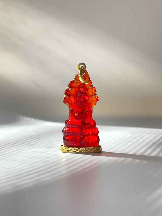 Gold Plated Red Naga Buddha #213