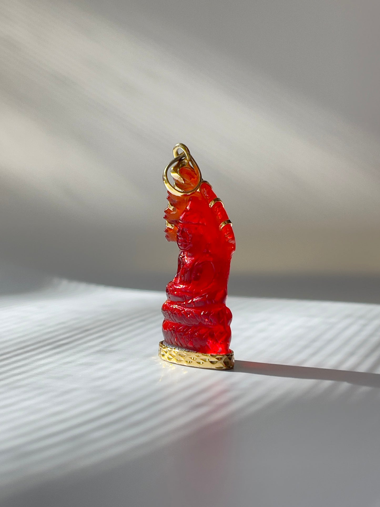Gold Plated Red Naga Buddha #213