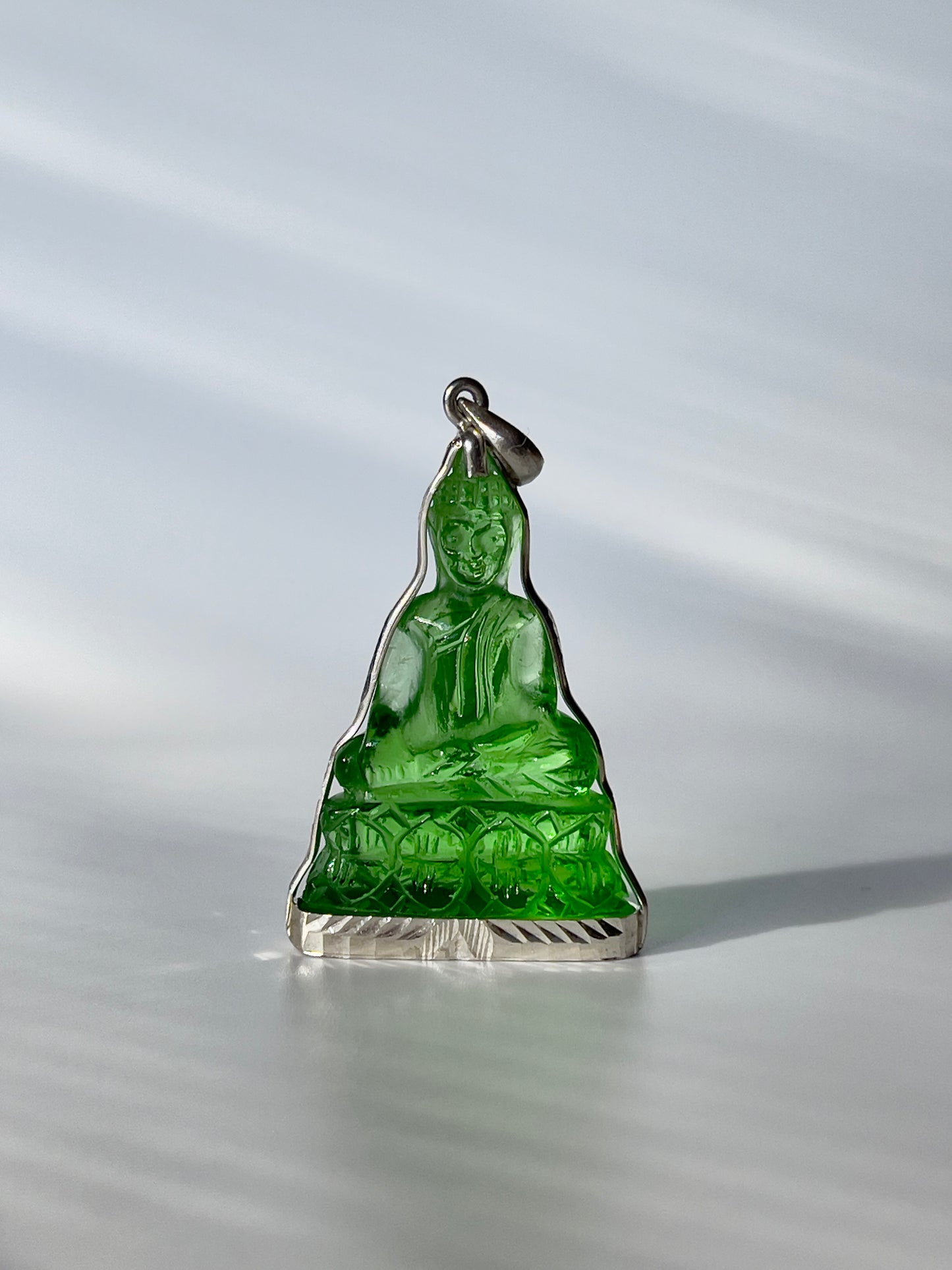 Green Buddha Pendant in Silver #635