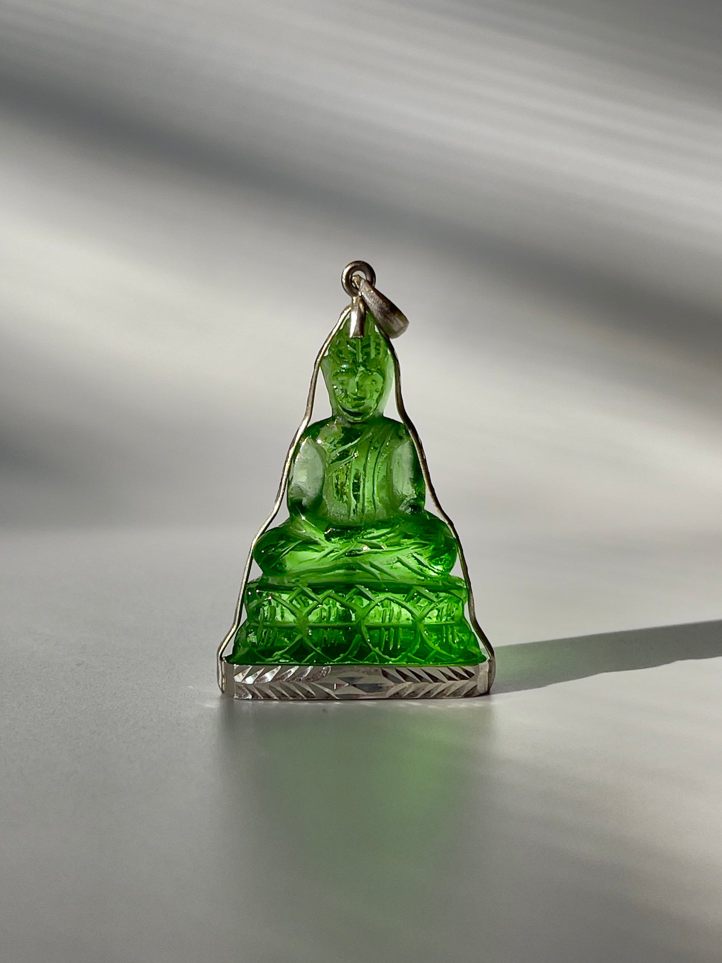 Green Buddha Pendant in Silver #636