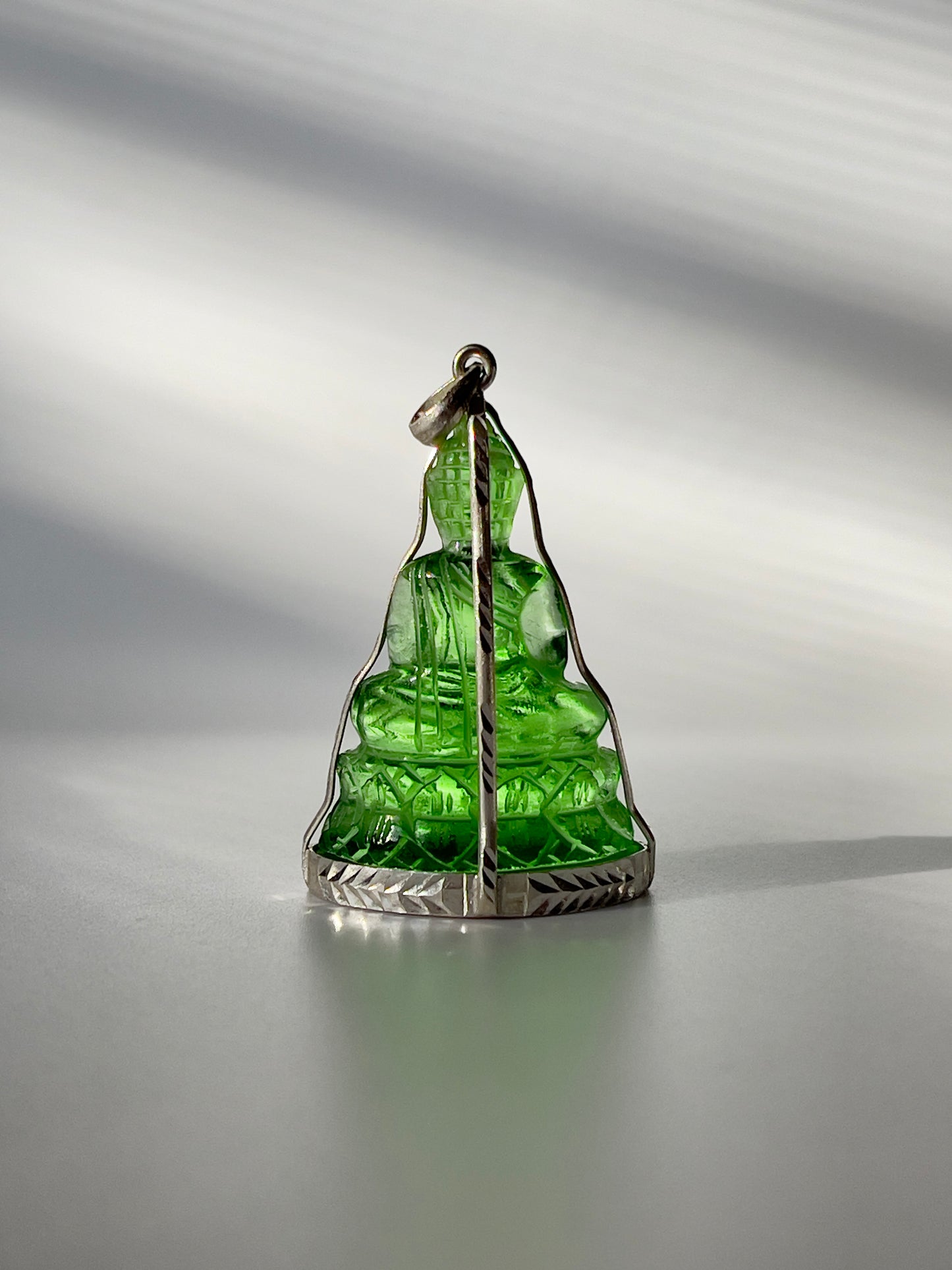 Green Buddha Pendant in Silver #636