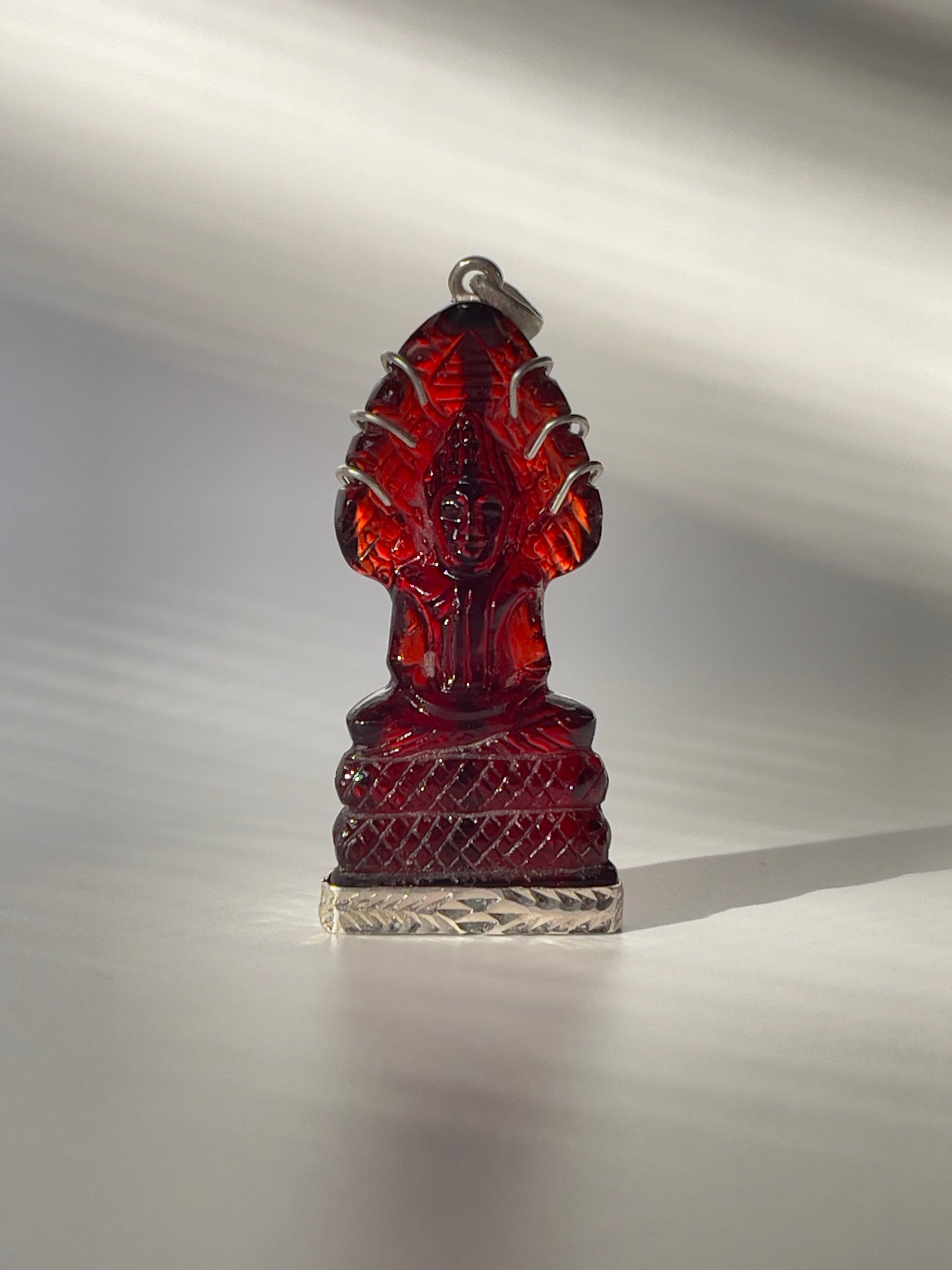 Red Naga Buddha Pendant in Silver #640