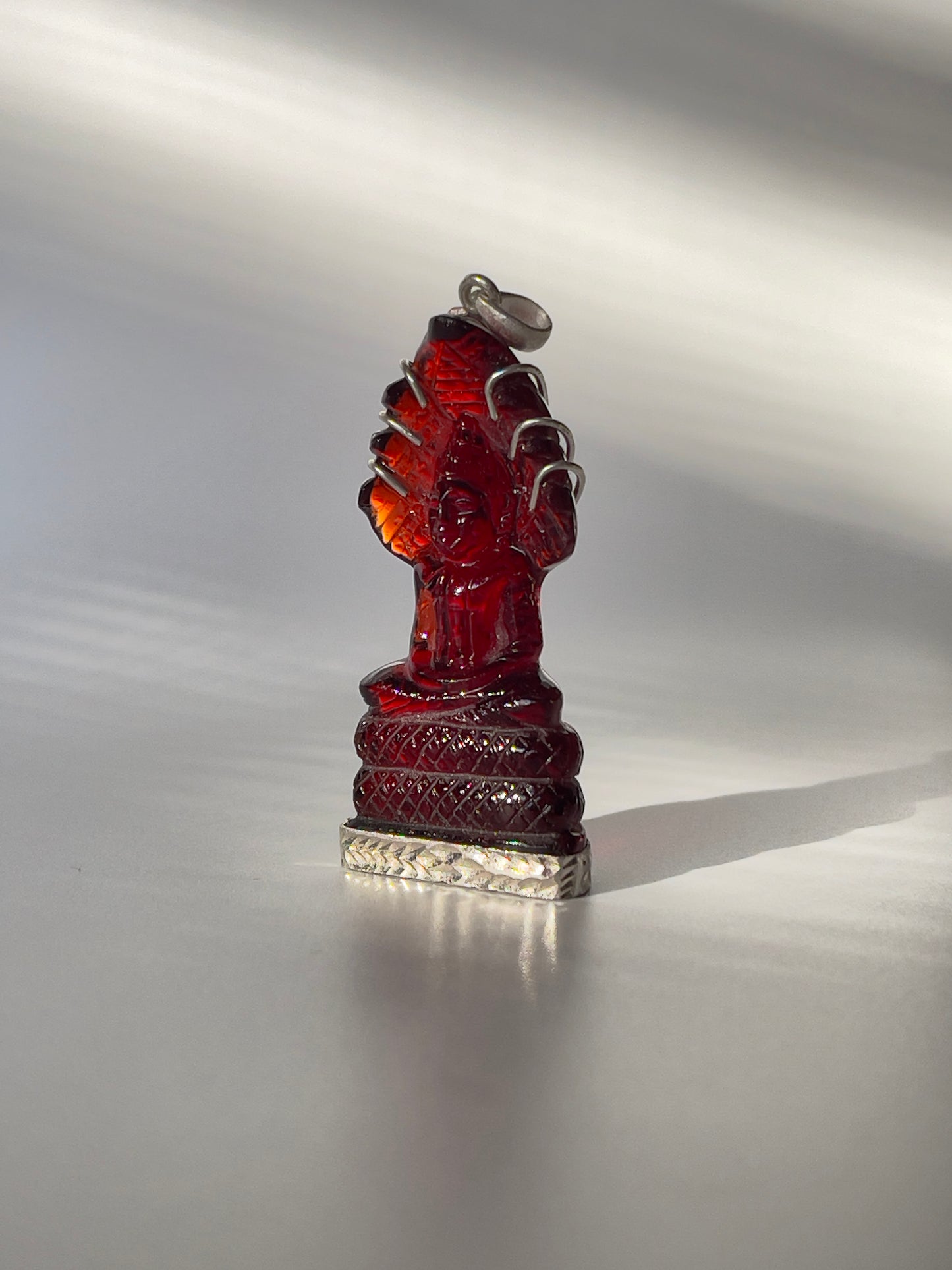 Red Naga Buddha Pendant in Silver #640