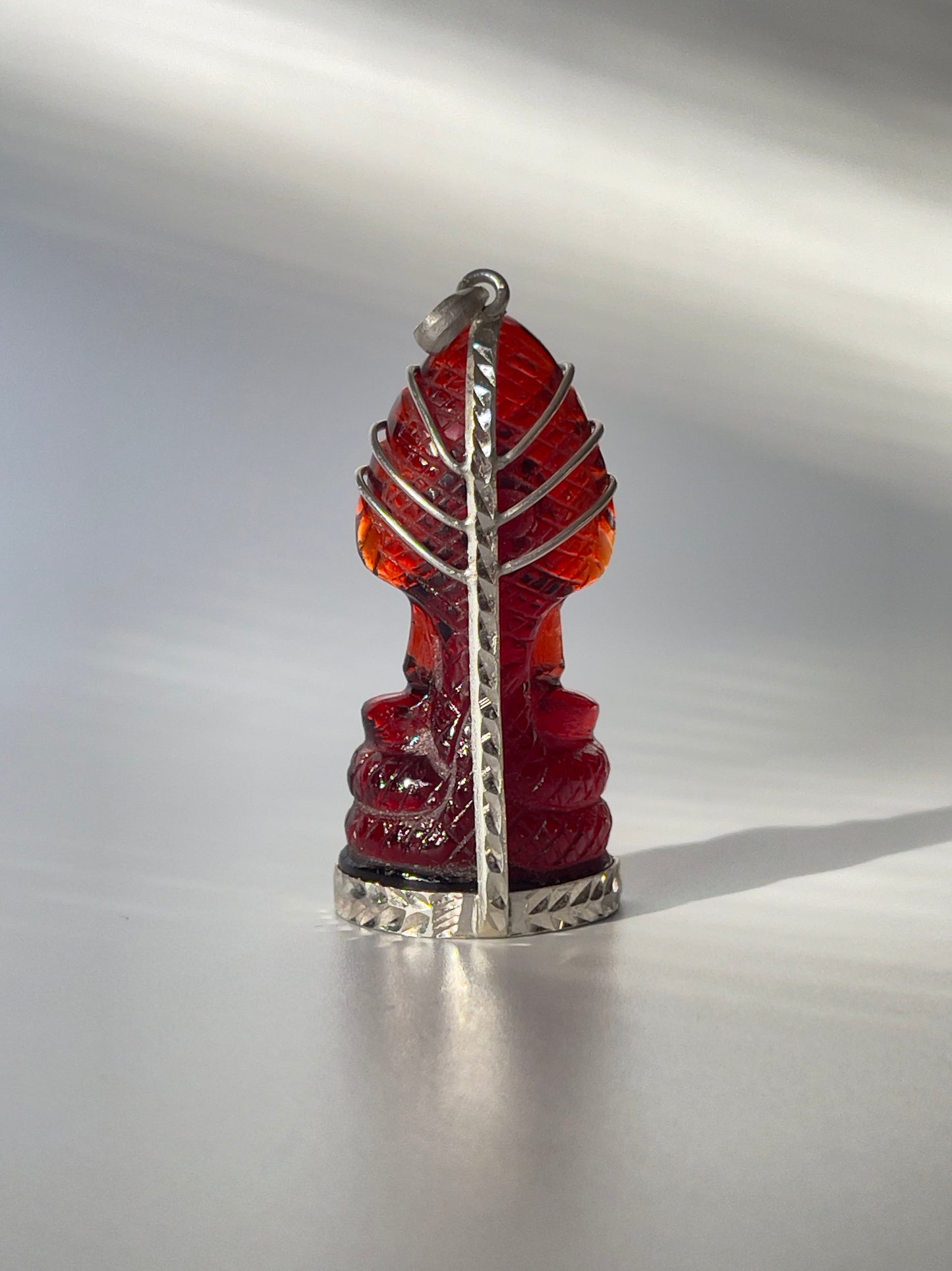 Red Naga Buddha Pendant in Silver #640