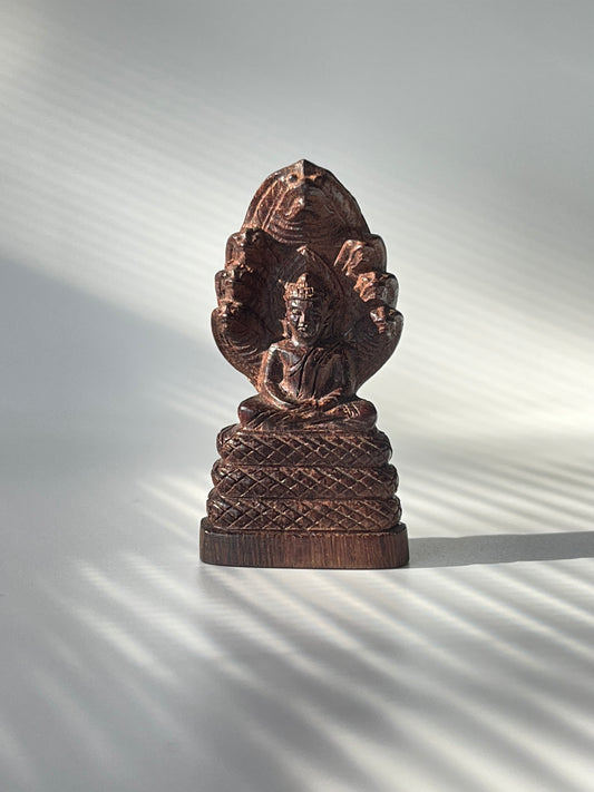 Khmer Style Wooden Naga Buddha